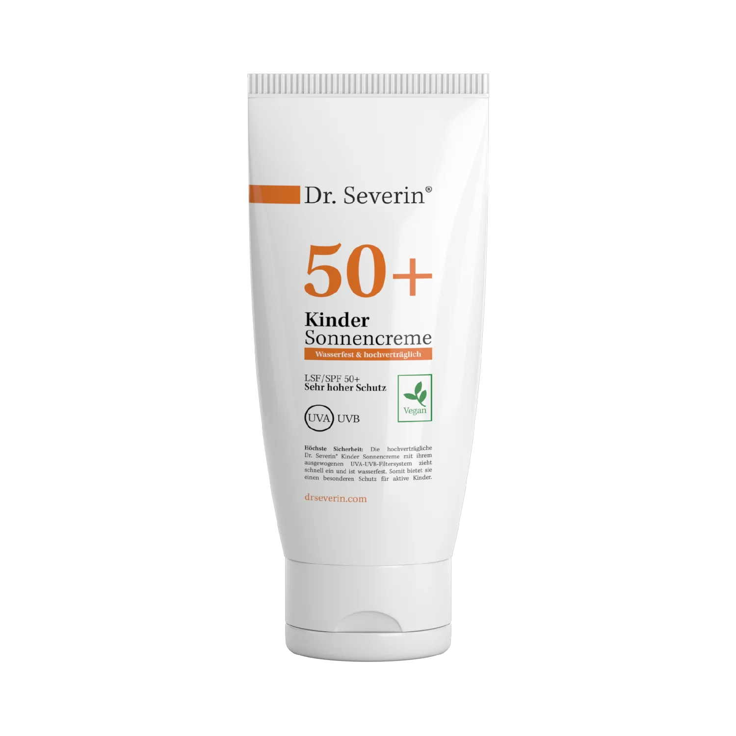 Sehr hoher Sonnenschutz, wasserfest, zieht schnell ein, Dr. Severin Kinder Sonnencreme 50+