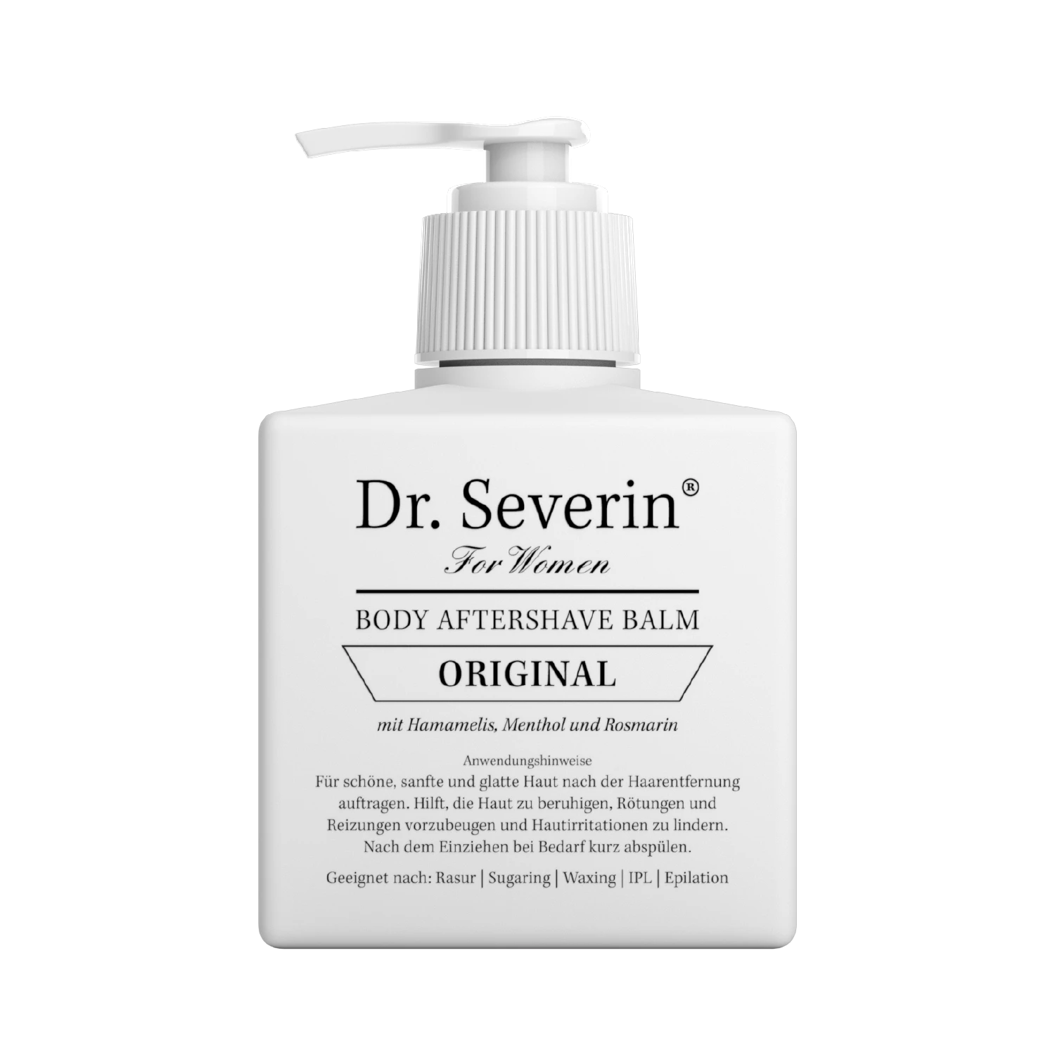 Wirksamer Hautschutz nach der Rasur an Achseln, Beinen, Intimbereich. Dr. Severin Original Body After Shave Balsam